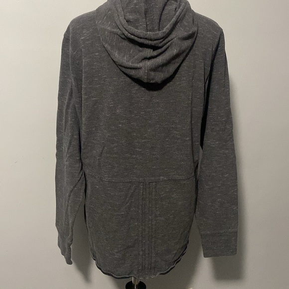 Adidas Women’s Sweatshirt Hoodie Dark Gray Heather Black Stitching & Tie Sz L - Picture 6 of 9